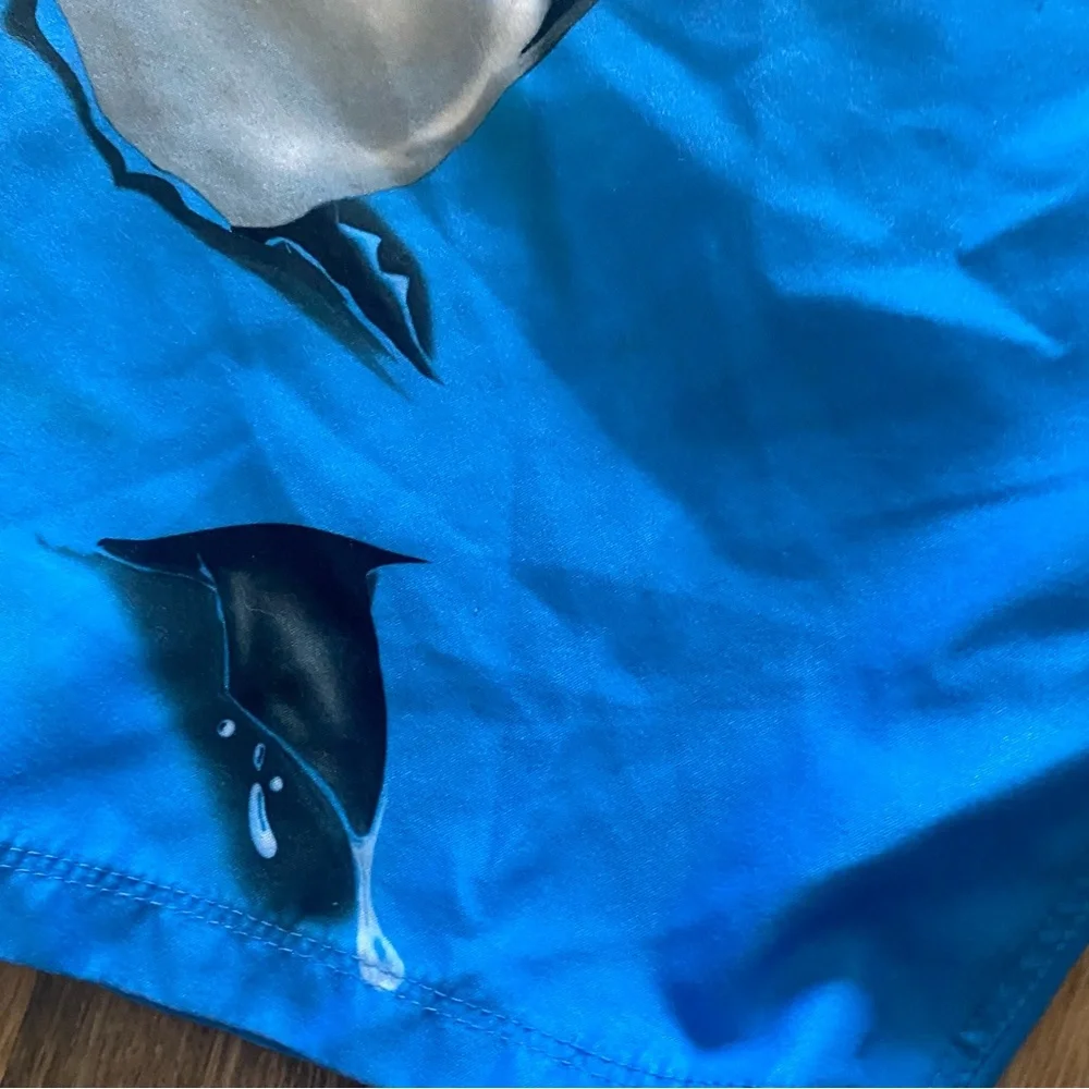 Hurley Swim Trunks Boys Size 14-16 Shark‎ Blue Ocean Bottoms Pool Play READ